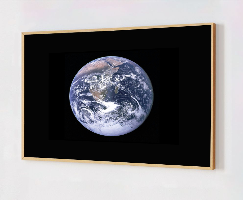Quadro Decorativo Planeta Terra em Adesivo com Moldura Caixa